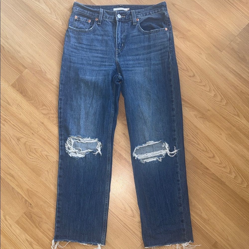 Levi’s Distressed Blue Straight Jeans Low Pro Size 26